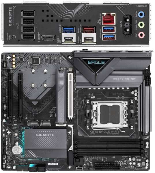 Материнская плата Gigabyte X870 Eagle WiFi7 Socket-AM5 AMD X870 4xDDR5, 4xSATA3, RAID, 3xM.2, 3xPCI-E16x, 4xUSB3.2, 2xUSB3.2 Type C, DP, HDMI, 2.5Glan, WiFi, ATX Ret