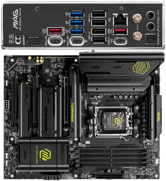 Материнская плата MSI MAG X870 Tomahawk WiFi Socket-AM5 AMD X870 4xDDR5, 4xSATA3, RAID, 4xM.2, 3xPCI-E16x, 5xUSB3.2, 1xUSB3.2 Type C, DP, HDMI, WiFi, 5Glan, ATX Ret