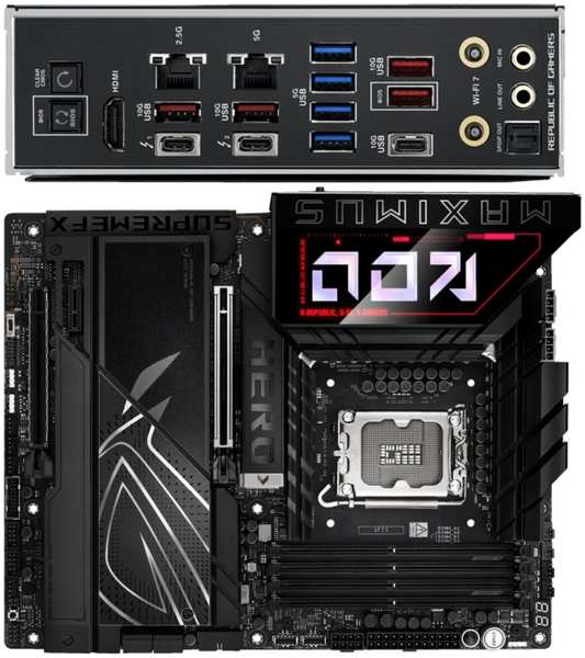 Материнская плата ASUS ROG Maximus Z890 Hero Z890 Soc-1851 4xDDR5, 4xSATA3, RAID, 6хM.2, 4xPCI-E16x, 9xUSB3.2, 2xUSB3.2 Type C, DP, HDMI, WiFi, 2xGlan, ATX