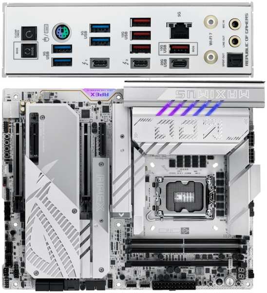 Материнская плата ASUS ROG Maximus Z890 Apex Z890 Soc-1851 2xDDR5, 4xSATA3, RAID, 6хM.2, 4xPCI-E16x, 8xUSB3.2, 3xUSB3.2 Type C, DP, HDMI, WiFi, 5Glan, ATX