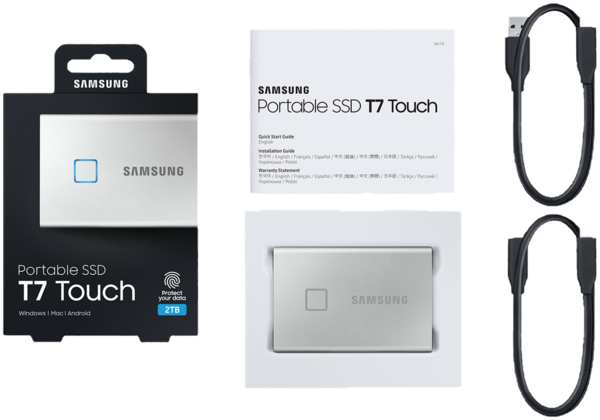 Внешний SSD-накопитель 2Tb Samsung T7 Touch MU-PC2T0S/WW (SSD) USB 3.2 Type C