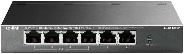 Коммутатор TP-LINK TL-SF1006P неуправляемый 6 портов 10/100Мбит/с 4xPoE+ 11772885