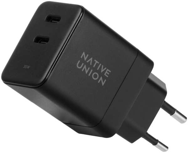 Сетевое зарядное устройство Native Union Fast GaN Charger 35W 2xType-C черное