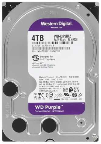 Внутренний жесткий диск 3,5″4Tb Western Digital (WD43PURZ) 256Mb 5400rpm SATA3 Purple 11790848