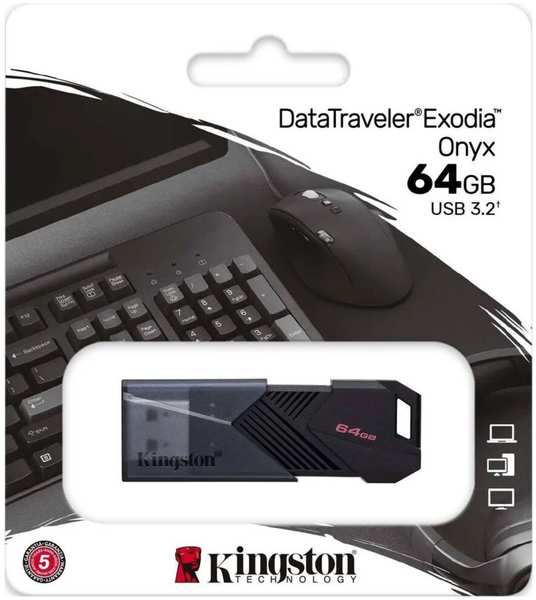 USB Flash накопитель 64GB Kingston DataTraveler Exodia Onyx (DTXON/64GB) USB 3.0 Черный 11791016
