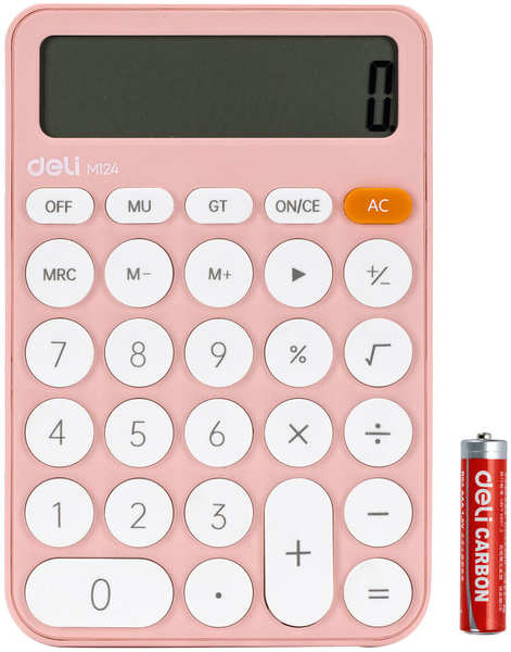 Калькулятор Deli EM124PINK розовый 12-разр 11792440
