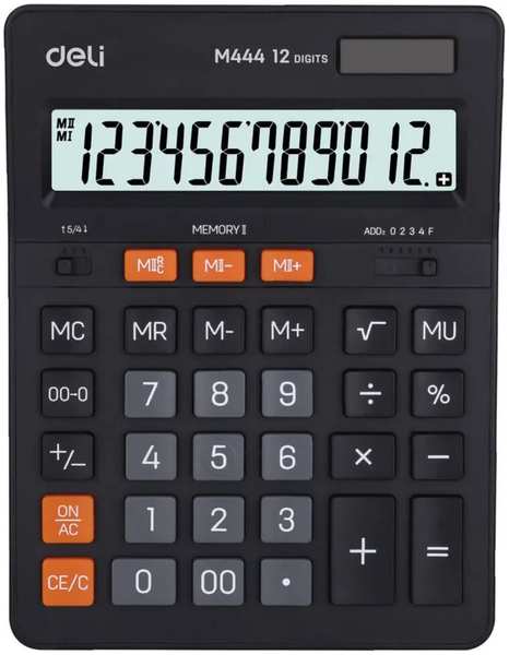Калькулятор Deli EM444 серый 12-разр 11792443