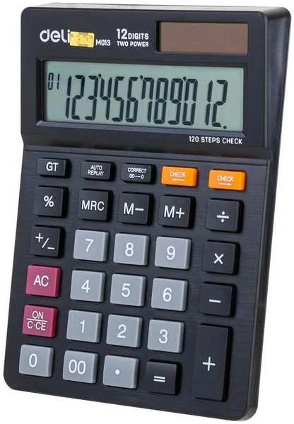 Калькулятор Deli EM01320 черный 12-разр 11792448