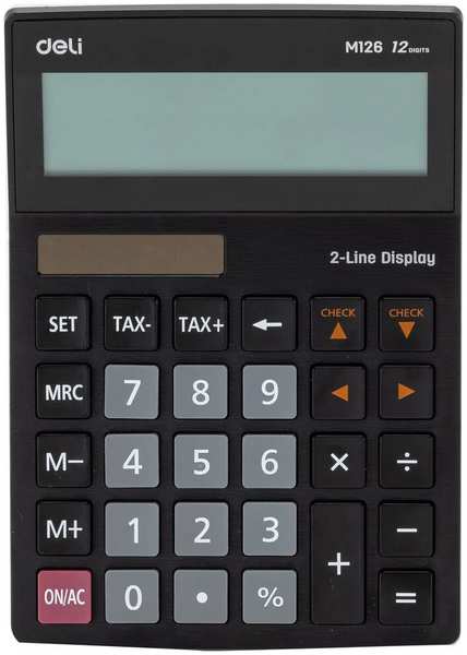 Калькулятор Deli EM126 черный 12-разр 11792449