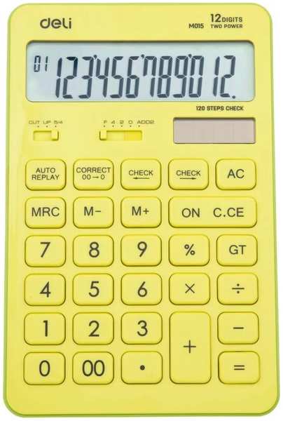 Калькулятор Deli Touch EM01551 желтый 12-разр 11792489