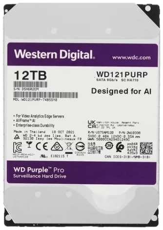Внутренний жесткий диск 3,5″12Tb Western Digital (WD121PURP) 7200rpm 256Mb Purple Pro 11794079