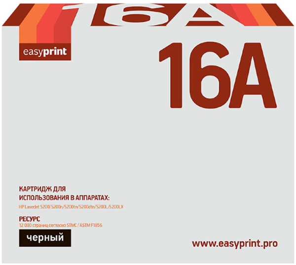 Картридж EasyPrint LH-16A (Q7516A) для HP LaserJet 5200/5200n/5200tn/5200dtn (12000 стр.) с чипом 11795066