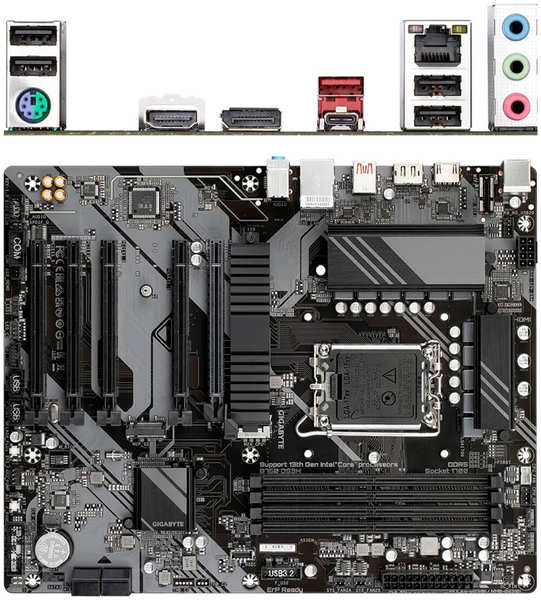 Материнская плата Gigabyte B760 DS3H B760 Socket-1700 4xDDR5, 4xSATA3, RAID, 2xM.2, 5xPCI-E16x, 1xUSB3.2, 1xUSB3.2 Type C, DP, HDMI, Glan, ATX