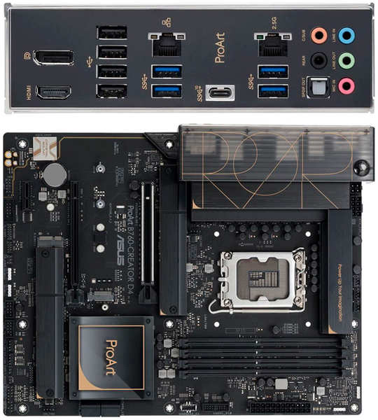 Материнская плата ASUS ProArt B760-Creator D4 B760 Socket-1700 4xDDR4, 4xSATA3, RAID, 3xM.2, 2xPCI-E16x, 4xUSB3.2, 1xUSB3.2 Type C, DP, HDMI, 2xGlan, ATX