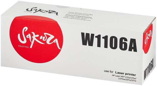 Картридж Sakura W1106A (106A) для HP HP LJ 107a/LJ 107r/LJ 107w/LJ 135a/LJ 135r/LJ 135w/LJ 137fnw (1000стр)