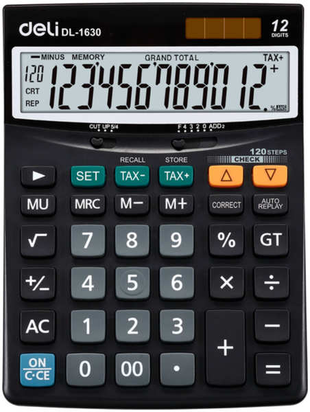Калькулятор Deli Core E1630 черный 12-разр 11797536