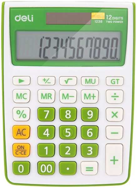 Калькулятор Deli E1238/GRN зеленый 12-разр 11797554