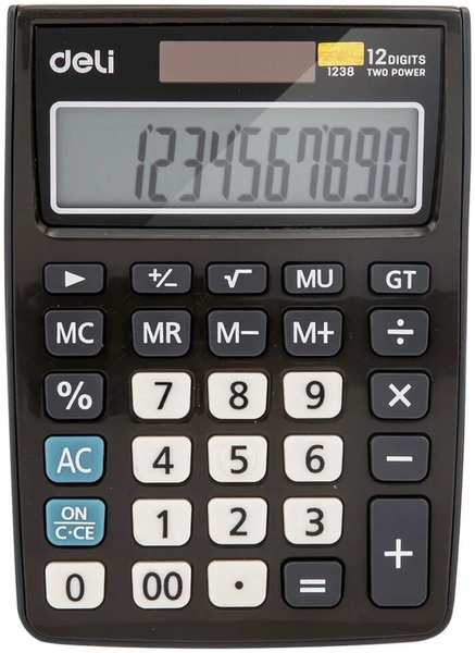 Калькулятор Deli E1238black черный 12-разр 11797556