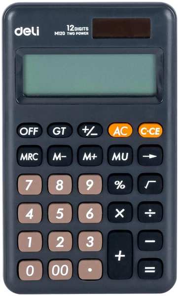 Калькулятор Deli EM120BLACK черный 12-разр 11797593