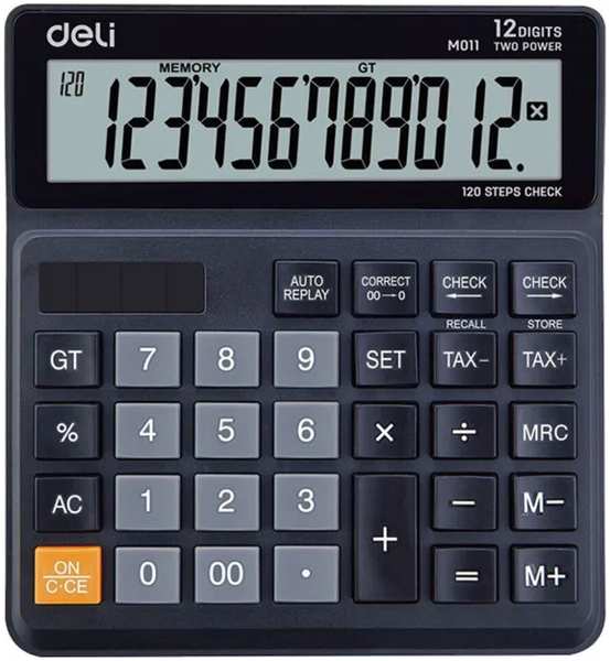Калькулятор Deli EM01120 черный 12-разр 11797597