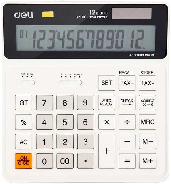 Калькулятор Deli EM01010 белый 12-разр 11797598