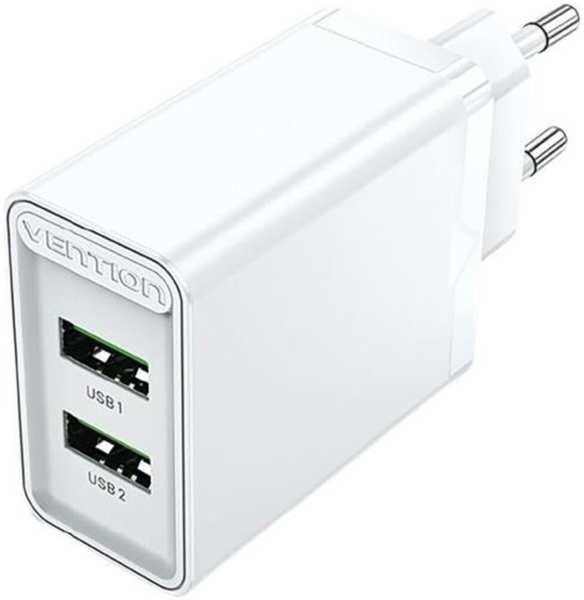 Сетевое зарядное устройство Vention FBAW0-EU на 2 порта USB (A+A) QC 3.0 белое 11797906