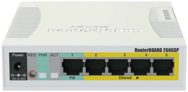 Коммутатор MikroTik RouterBoard RB260GSP управляемый 5xGbLAN, PoE 11834714