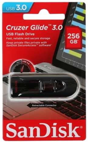 USB Flash накопитель 256GB SanDisk CZ600 Cruzer Glide (SDCZ600-256G-G35) USB 3.0 Черный 11858793
