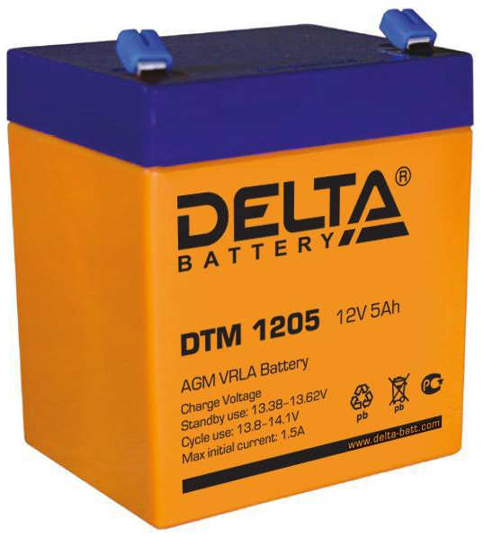 Батарея Delta DTM 1205, 12V 5Ah (Battary replacement APC rbc43, rbc44, rbc143, sybt2 12В, 5Ач, 90мм/70мм/107мм) 11865507