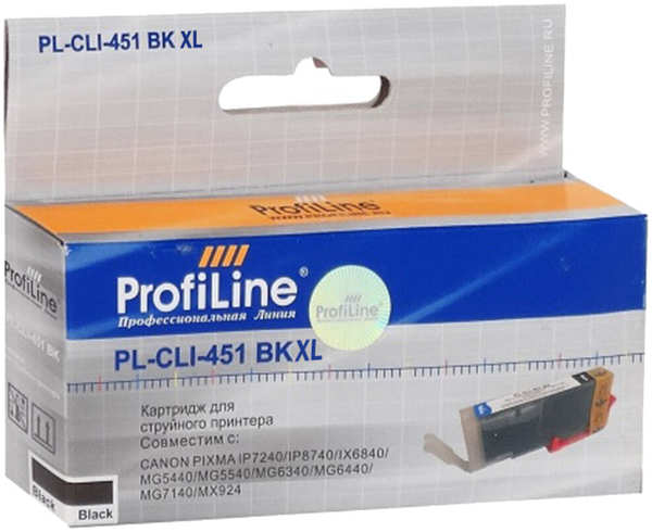 Картридж ProfiLine PL- CLI-451BK Black для Canon Pixma iP7240/MG5440/MG5540/MG6340/MG6440/MG7140/MX924 11884643