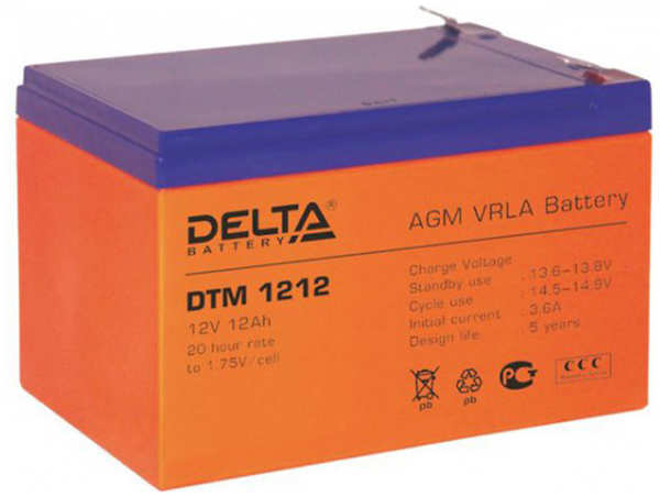 Батарея Delta DTM 1212, 12V 12Ah (Battary replacement APC rbc4, rbc6 151мм/98мм/101мм) 1193728