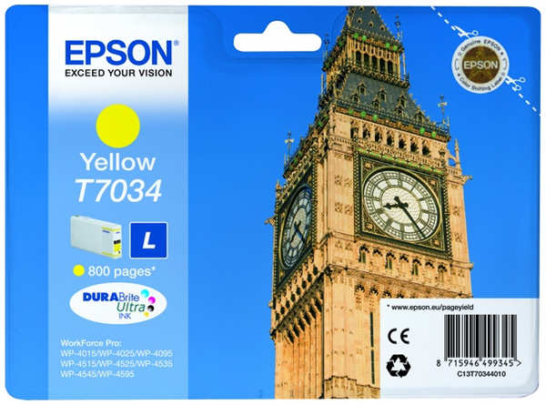 Картридж EPSON T7034 L Yellow для WorkForce Pro 4000/4500 C13T70344010 1198733