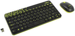 Клавиатура+мышь Logitech Wireless Combo MK240 Black / Yellow (920-008213)