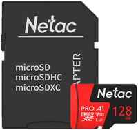 Карта памяти Micro SecureDigital 128Gb Netac SDXC class 10 (NT02P500PRO-128G-R) + SD adapter