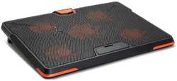 Подставка охлажд. Crown CMLS-133 для ноутбука до 19″, 1 вен. 110 мм + 4 вен. 85 мм, Orange LED подсветка, черная (CM000003236)