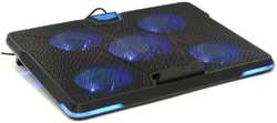 Подставка охлажд. Crown CMLS-131 для ноутбука до 19″, 1 вен. 110 мм + 4 вен. 85 мм, Blue LED подсветка, черная (CM000003234)