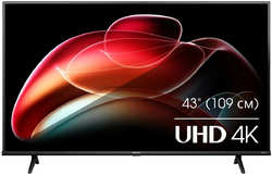 Телевизор Hisense 43” DLED, UHD, Smart TV (VIDAA), Звук (14 Вт (2x7 Вт)), 3xHDMI, 2xUSB, 1xRJ-45, 43A6K