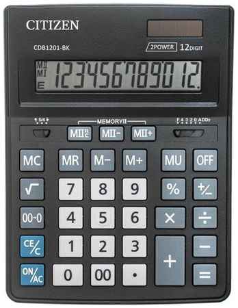 Калькулятор бухгалтерский CITIZEN CDB1201, черный 19001845738