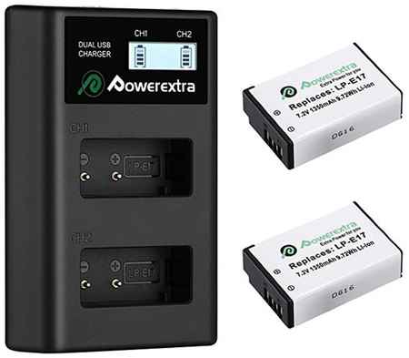 2 аккумулятора + зарядное устройство Powerextra LP-E17 CO-7144