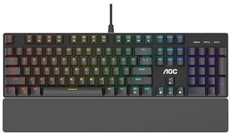 AOC Клавиатура игровая профессиональная GK500, многоцветная RGB, плетеный позолоченный USB-кабель 1,8 м