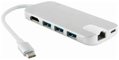 USB-концентратор Red Line Multiport adapter Type-C 8 in 1, разъемов: 8, серебристый 19016811313