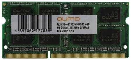 Оперативная память Qumo 4 ГБ DDR3 1333 МГц SODIMM CL9 QUM3S-4G1333K9R 190571865
