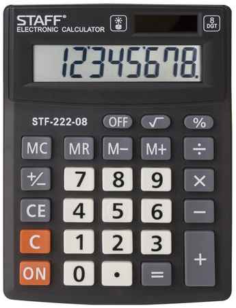 Калькулятор настольный STAFF STF-222-08, черный 19067459465