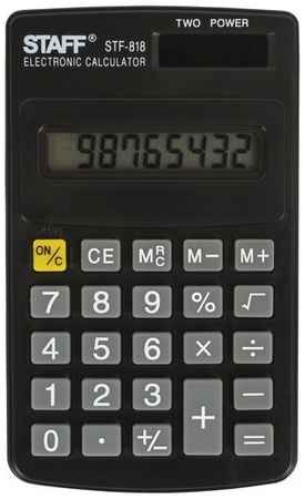 Калькулятор карманный STAFF STF-818, черный 19068083835