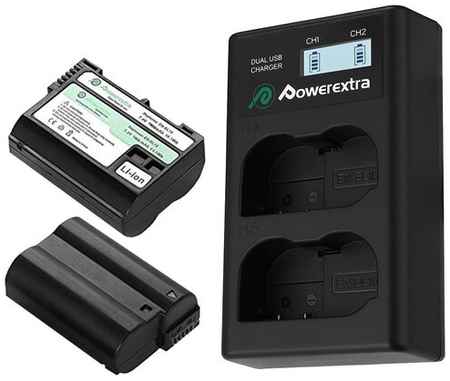 2 аккумулятора + зарядное устройство Powerextra EN-EL15 CO-7134