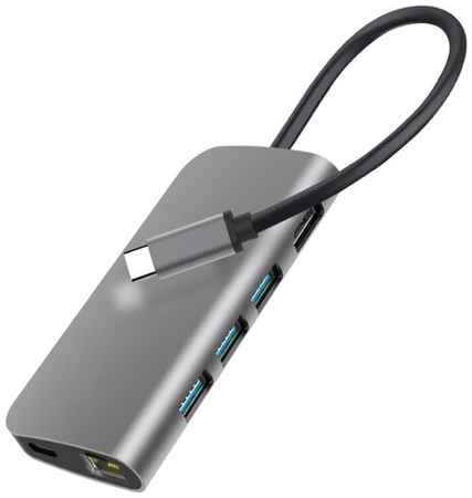 USB хаб мультипортовыйType-C 11 в 1, HDMI 4K, Lan RJ45, Power Delivery, 4 x USB 3.0, microSD/SD, VGA, 3,5 мм аудио, KS-is 19093805804