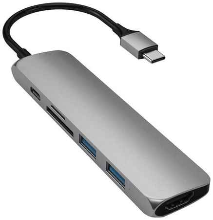 USB-C адаптер Satechi Type-C Slim Multiport Adapter V2. Интерфейс USB-C. космос