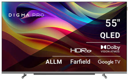 Телевизор QLED Digma Pro 55″ QLED 55L Android TV Frameless / 4K Ultra HD 120Hz HSR DVB-T DVB-T2 DVB-C DVB-S DVB-S2 USB WiFi Smart TV