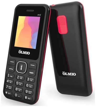Телефон OLMIO A12, 2 SIM, черно-красный 191961383