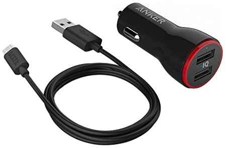 Автомобильная зарядка ANKER PowerDrive 2 + Micro USB to USB cable